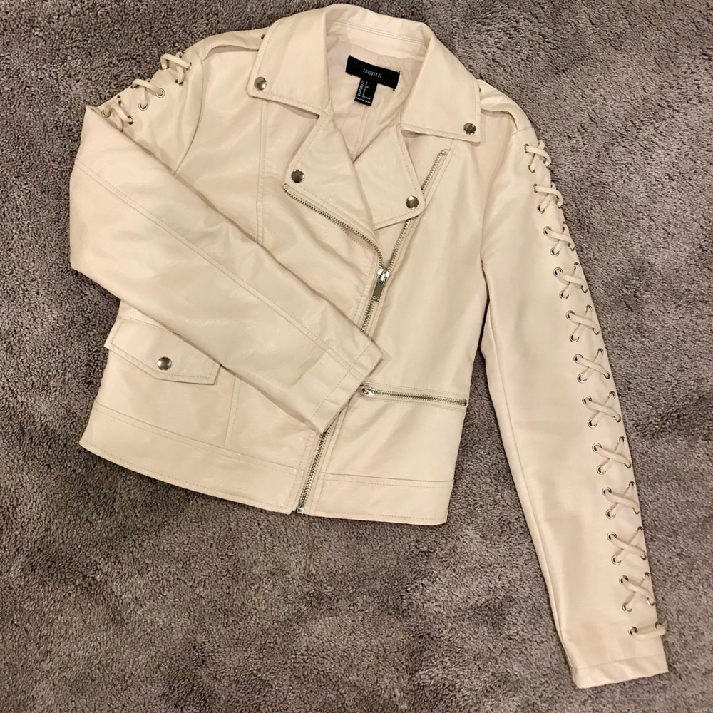 Beige/ cream leather jacket